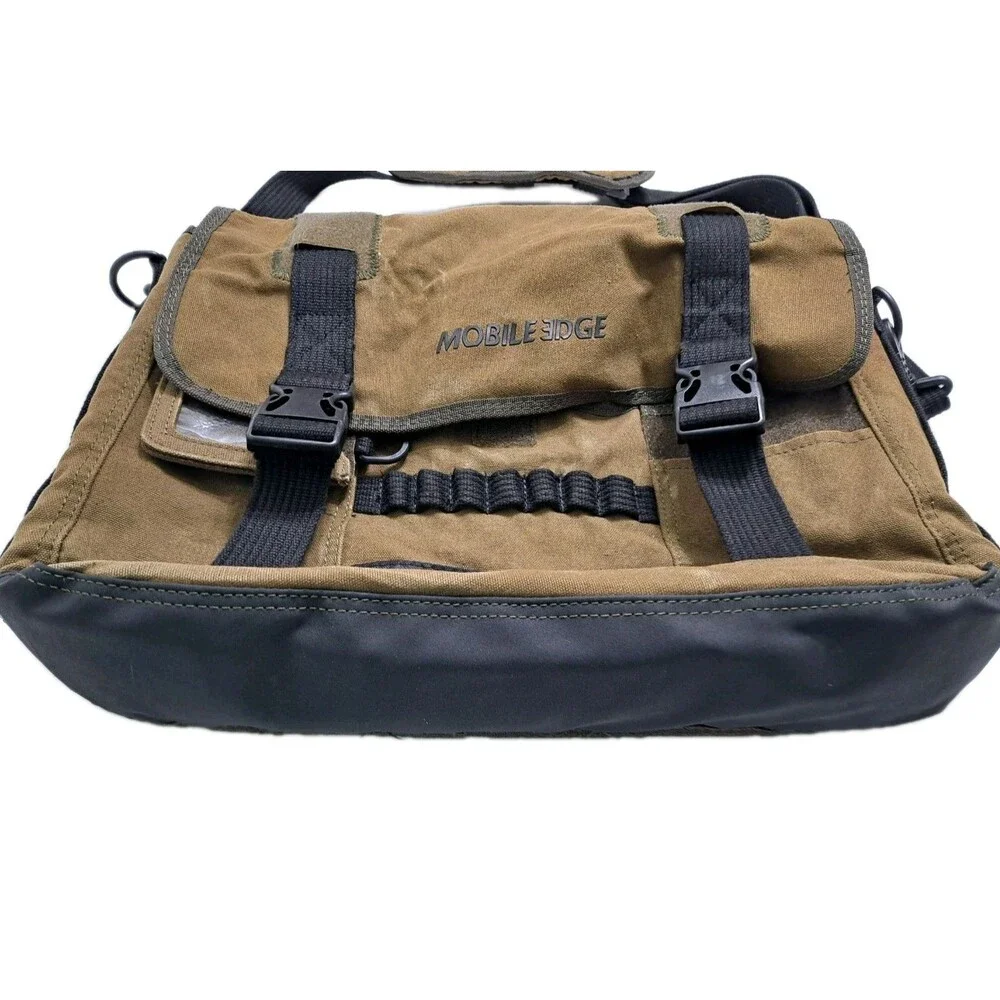 Mobile Edge Canvas Laptop Messenger Briefcase Crossbody Bag Brown School Carry